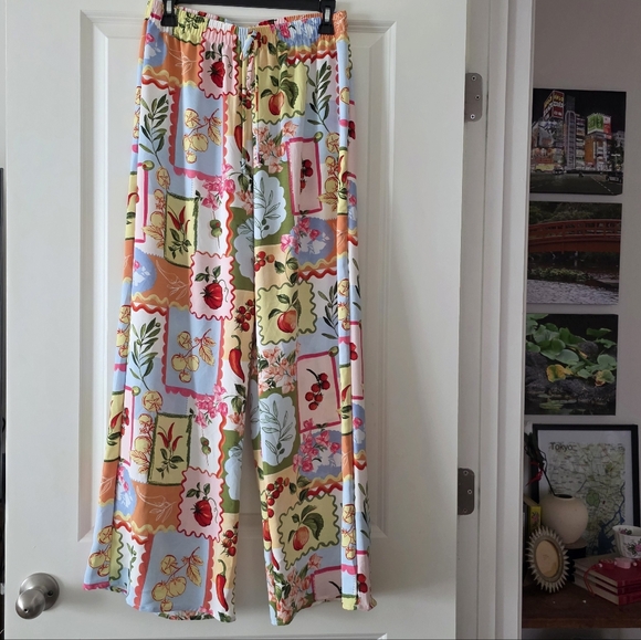 See You Monday Pants - Tropical Italian Patchwork Theme Pants Womns L See You Monday Preppy Cottagecore